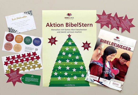 BibelStern Mitmachbox: Bild von Materialien, die Sie zur Durchführung der Aktion kostenfrei erhalten